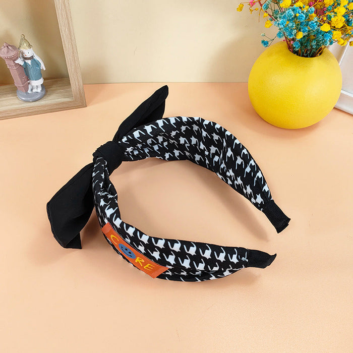 Wholesale fabric houndstooth bow headband JDC-HD-O318 Headband 潮炫 balck smiley Wholesale Jewelry JoyasDeChina Joyas De China