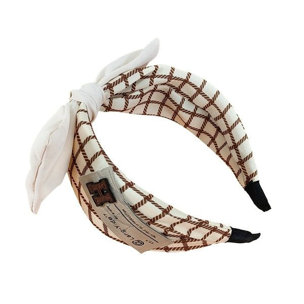 Wholesale fabric large grid labeling bow headband JDC-HD-O310 Headband 潮炫 Wholesale Jewelry JoyasDeChina Joyas De China