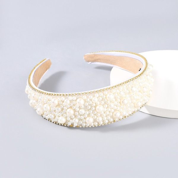 Wholesale fabric pearl wide brim white headband JDC-HD-JL005 Headband JoyasDeChina Wholesale Jewelry JoyasDeChina Joyas De China
