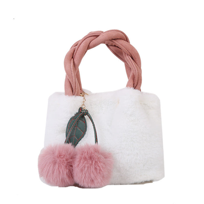 Wholesale fabric plush handbag JDC-HB-DS001 Handbags 大山 White Wholesale Jewelry JoyasDeChina Joyas De China
