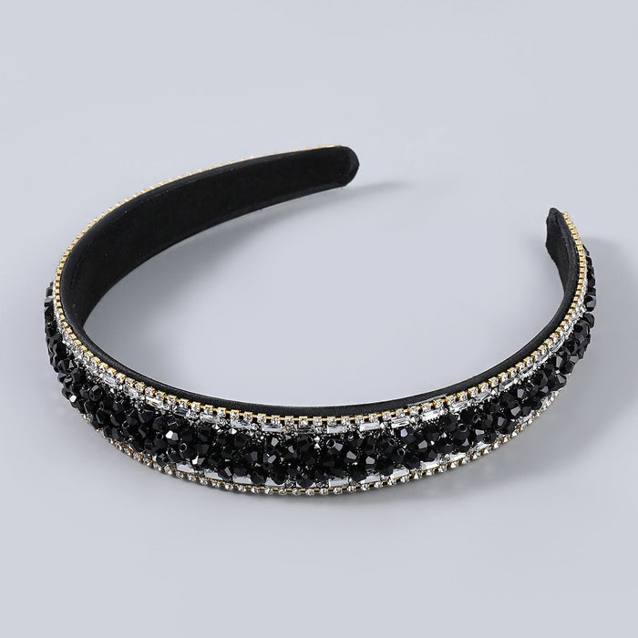 Wholesale fabric Rhinestone-studded acrylic headband JDC-HD-JL004 Headband JoyasDeChina black Wholesale Jewelry JoyasDeChina Joyas De China