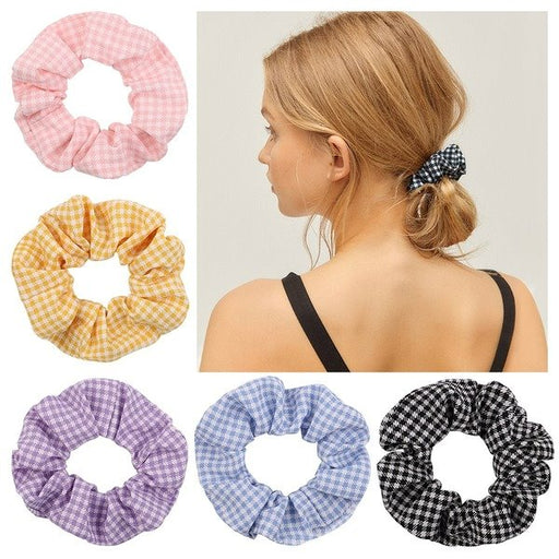 Wholesale fabric shredded Plaid Hair Scrunchies JDC-HS-YL021 Hair Scrunchies JoyasDeChina Wholesale Jewelry JoyasDeChina Joyas De China