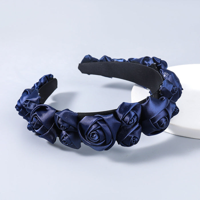 Wholesale fabric solid color flower headband JDC-HD-JL012 Headband JoyasDeChina navy Wholesale Jewelry JoyasDeChina Joyas De China