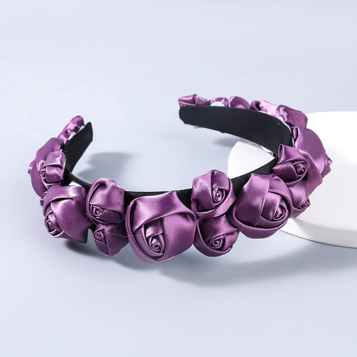 Wholesale fabric solid color flower headband JDC-HD-JL012 Headband JoyasDeChina purple Wholesale Jewelry JoyasDeChina Joyas De China