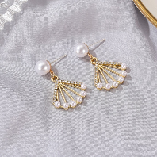Wholesale fan-shaped pearl hollow earrings JDC-ES-D575 Earrings JoyasDeChina Wholesale Jewelry JoyasDeChina Joyas De China