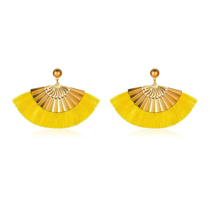 Wholesale fan-shaped Tassel Earrings JDC-ES-D567 Earrings JoyasDeChina 01 yellow Wholesale Jewelry JoyasDeChina Joyas De China