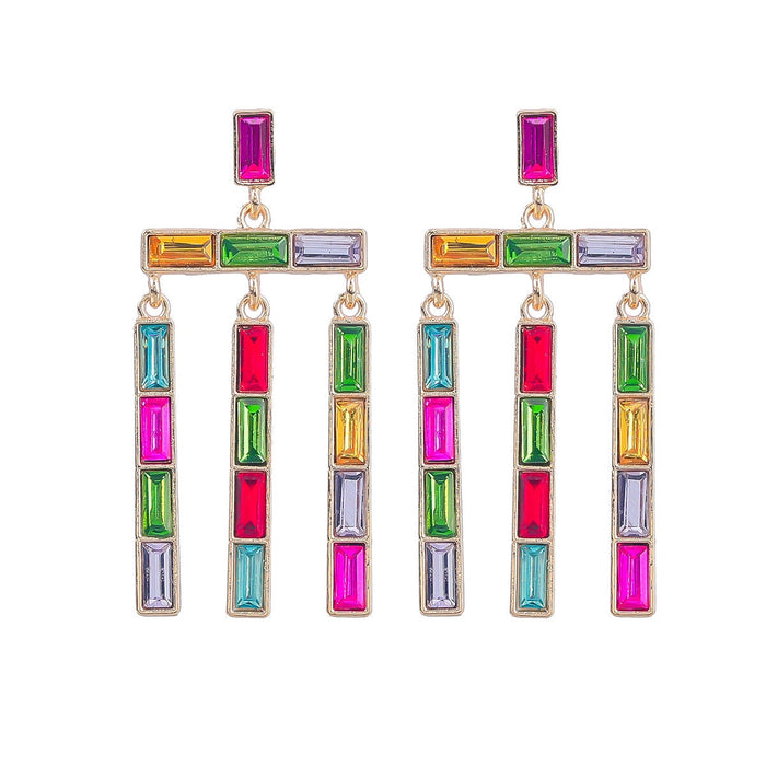 Wholesale fancy color diamond tassel long alloy earrings wholesale JDC-ES-JL948 Earrings 氿乐 Wholesale Jewelry JoyasDeChina Joyas De China