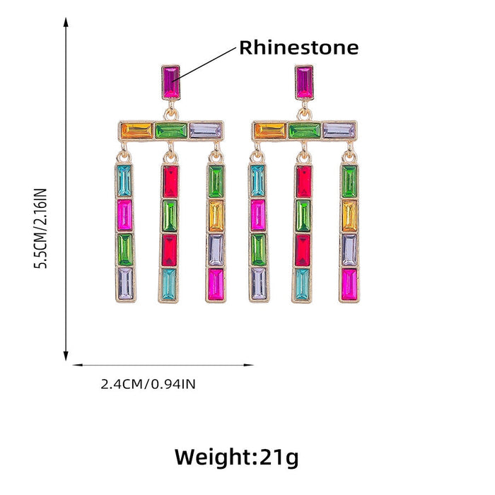 Wholesale fancy color diamond tassel long alloy earrings wholesale JDC-ES-JL948 Earrings 氿乐 Wholesale Jewelry JoyasDeChina Joyas De China