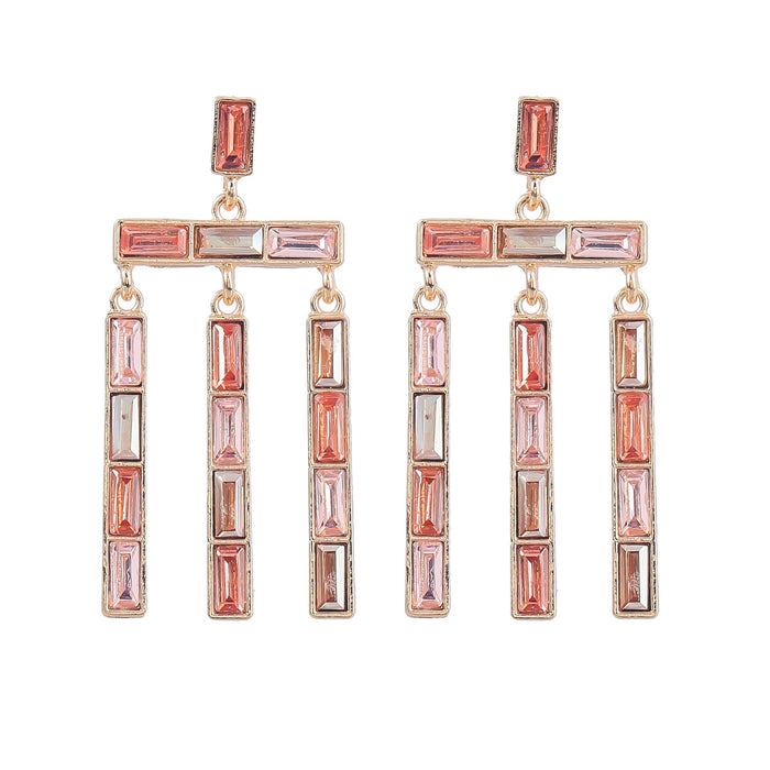 Wholesale fancy color diamond tassel long alloy earrings wholesale JDC-ES-JL948 Earrings 氿乐 Wholesale Jewelry JoyasDeChina Joyas De China