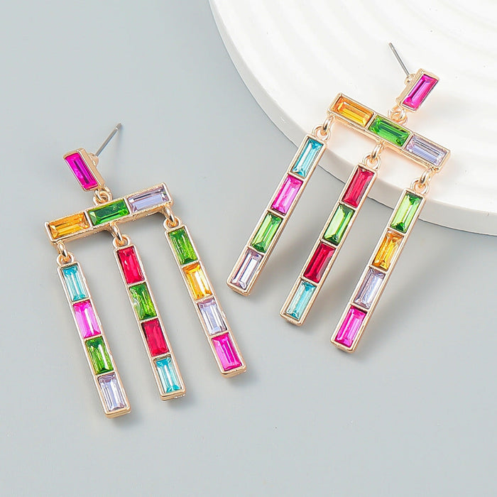 Wholesale fancy color diamond tassel long alloy earrings wholesale JDC-ES-JL948 Earrings 氿乐 Wholesale Jewelry JoyasDeChina Joyas De China