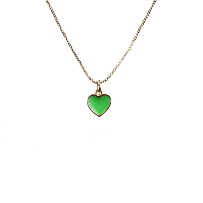 Wholesale fashion drop oil Heart Pendant clavicle Necklace JDC-NE-ML095 NECKLACE JoyasDeChina 0723-YH green Wholesale Jewelry JoyasDeChina Joyas De China
