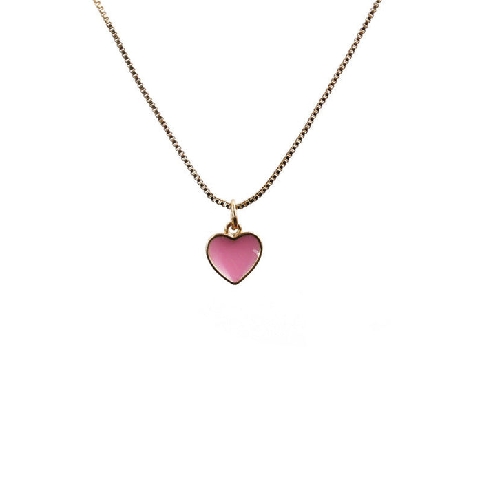 Wholesale fashion drop oil Heart Pendant clavicle Necklace JDC-NE-ML095 NECKLACE JoyasDeChina 0723-YH pink. Wholesale Jewelry JoyasDeChina Joyas De China