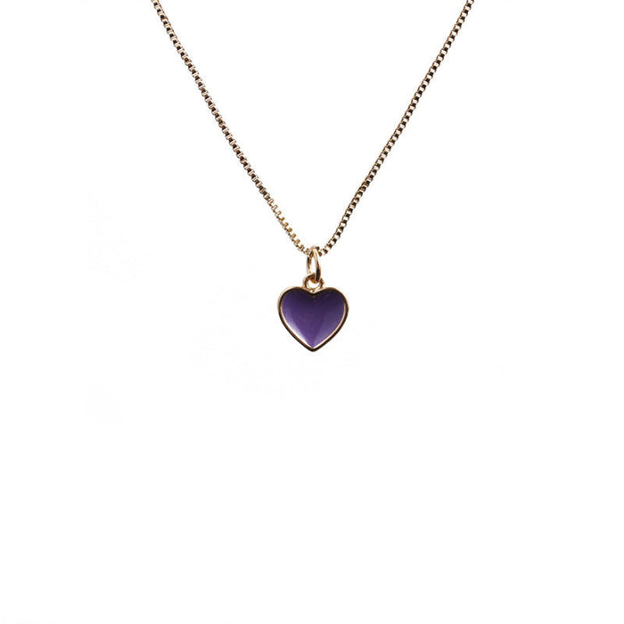 Wholesale fashion drop oil Heart Pendant clavicle Necklace JDC-NE-ML095 NECKLACE JoyasDeChina 0723 YH purple Wholesale Jewelry JoyasDeChina Joyas De China