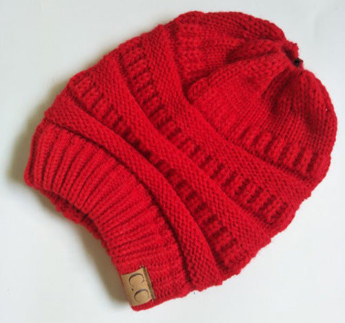 Wholesale fashion horsetail hat knitted hat JDC-FH-GSXK010 Fashionhat 雄魁 gules CC Wholesale Jewelry JoyasDeChina Joyas De China