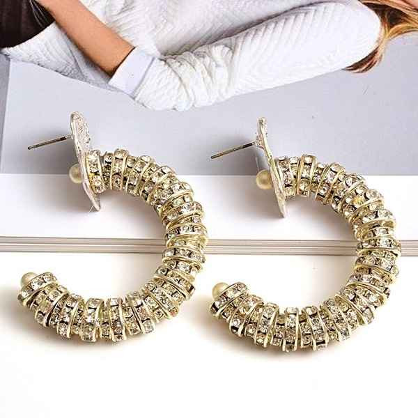 Wholesale fashion metal diamond flash temperament hoop earrings JDC-ES-GSSK009 Earrings JoyasDeChina Wholesale Jewelry JoyasDeChina Joyas De China