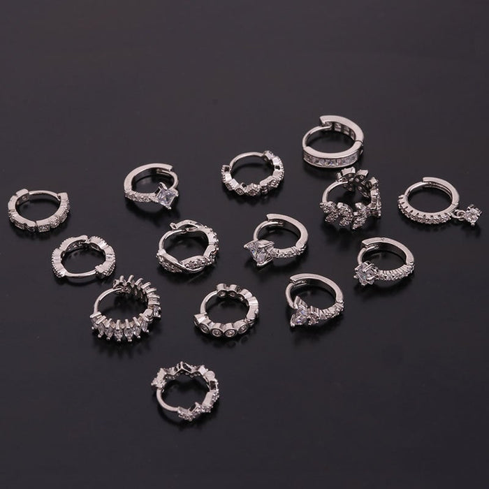 Wholesale fashion Mini ROUND copper earrings JDC-ES-Henst003 Piercings 亨森 1 银色 Wholesale Jewelry JoyasDeChina Joyas De China