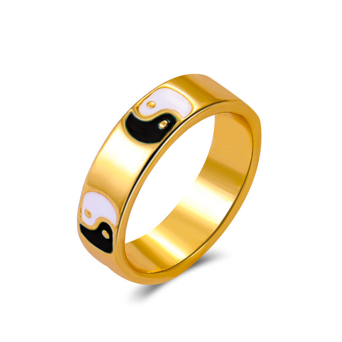 Wholesale fashion oil dripping gossip ring JDC-RS-D070 Rings JoyasDeChina 04kc gold black and white Wholesale Jewelry JoyasDeChina Joyas De China