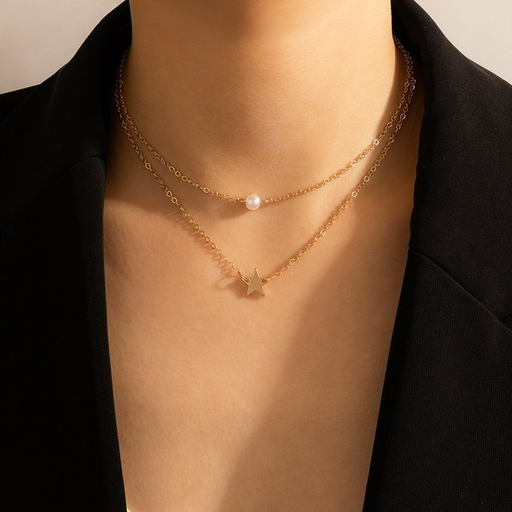 Wholesale fashion pearl five pointed star necklace JDC-NE-C137 NECKLACE JoyasDeChina 16952 Wholesale Jewelry JoyasDeChina Joyas De China