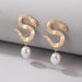 Wholesale fashion pearl pendant concave convex texture Snake Earrings JDC-ES-C410 Earrings JoyasDeChina 20333 Wholesale Jewelry JoyasDeChina Joyas De China