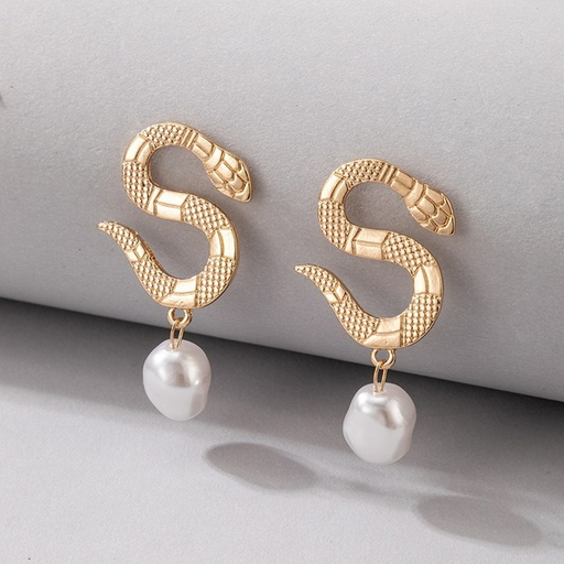 Wholesale fashion pearl pendant concave convex texture Snake Earrings JDC-ES-C410 Earrings JoyasDeChina Wholesale Jewelry JoyasDeChina Joyas De China