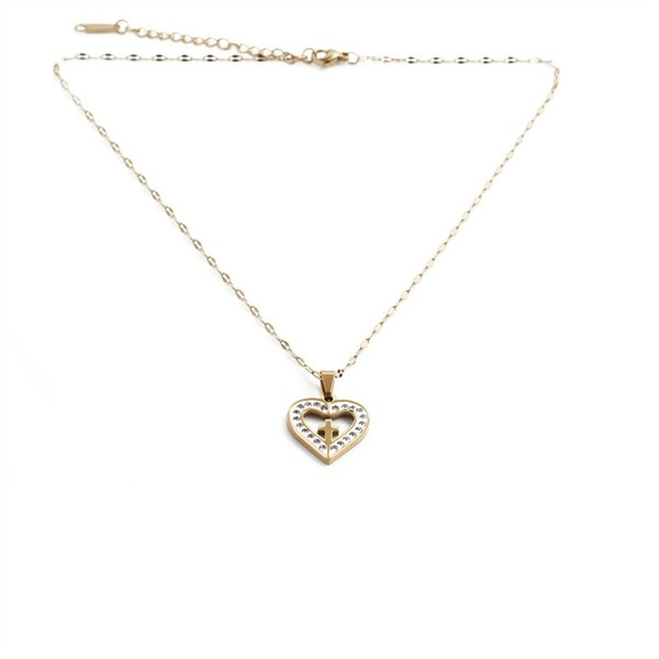 Wholesale fashion simple full Rhinestone Heart Necklace JDC-NE-ML105 NECKLACE JoyasDeChina Wholesale Jewelry JoyasDeChina Joyas De China