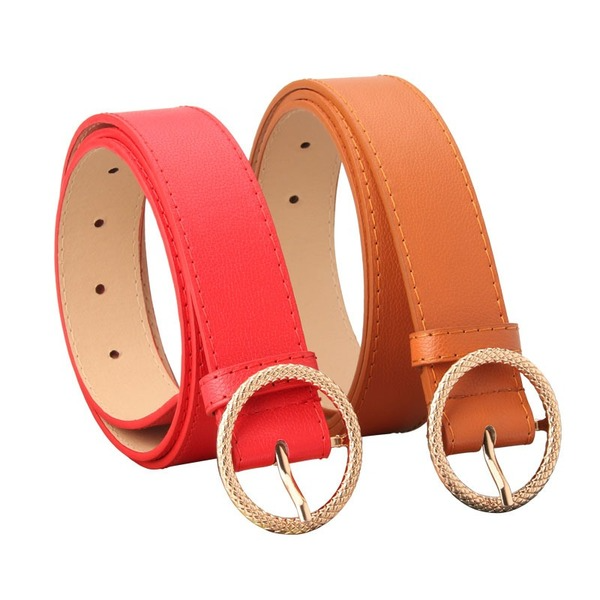 Bulk Jewelry Wholesale faux leather alloy embossed round buckle Womenbelt JDC-WB-syc003 Wholesale factory from China YIWU China