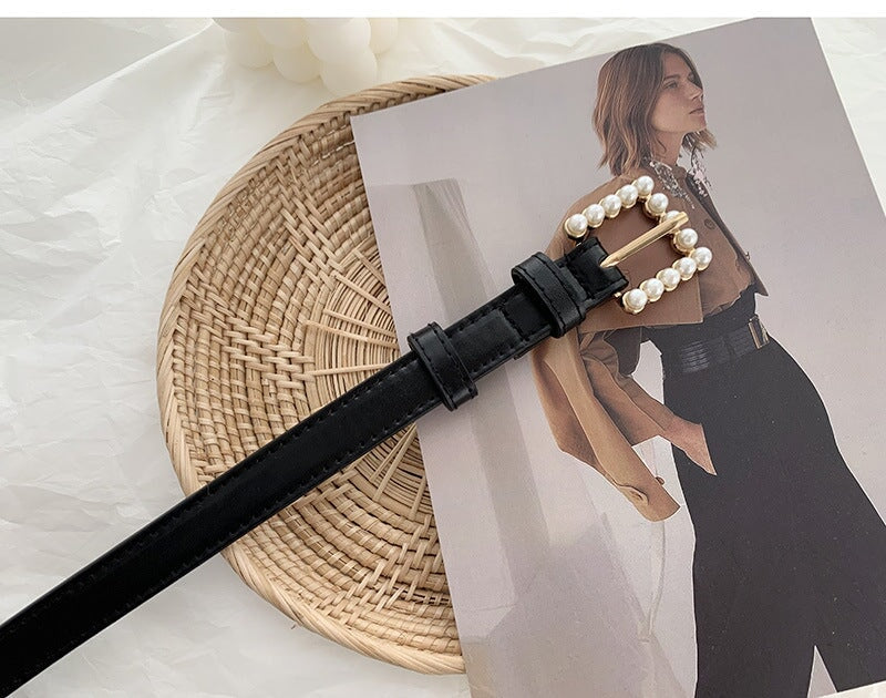 Wholesale Faux Leather Alloy Pearl Buckle Ladies Belt JDC-WB-YunT003 Womenbelt 云图 black 100cm Wholesale Jewelry JoyasDeChina Joyas De China