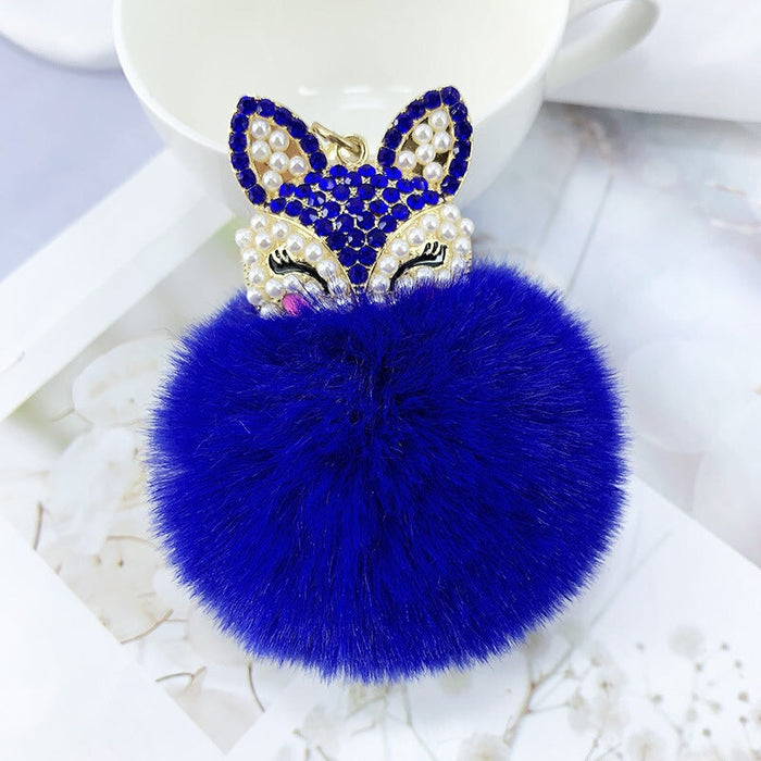 Wholesale faux Rex rabbit hair rhinestone keychain MOQ≥10 JDC-KC-YZ003 Keychains 永泽 6 minimum 10 pieces for wholesale Wholesale Jewelry JoyasDeChina Joyas De China