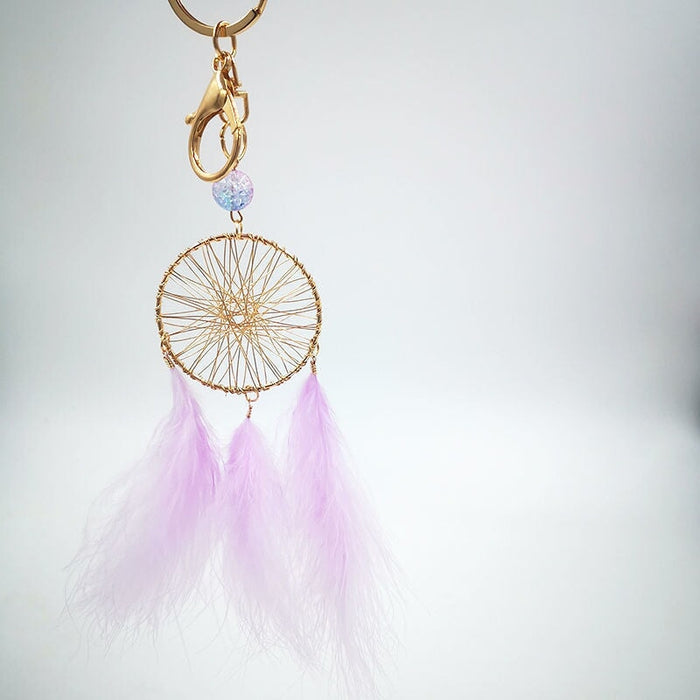 Wholesale Feather Metal DreamCatcher Keychain JDC-KC-WZT001 Keychains 吴作堂 purple Wholesale Jewelry JoyasDeChina Joyas De China