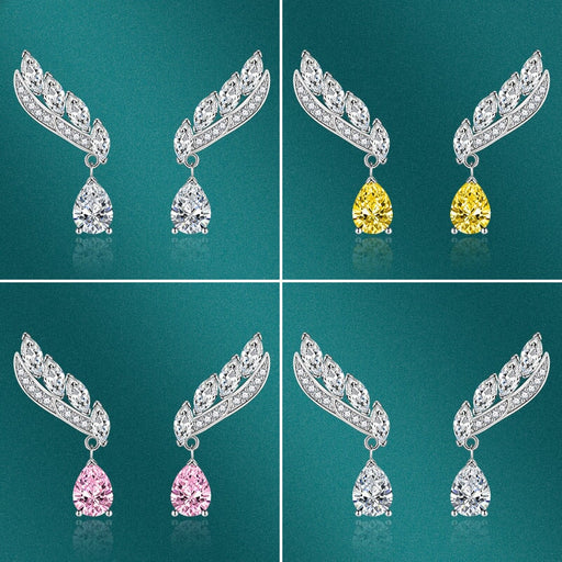 Wholesale feather yellow silver plated earrings JDC-ES-BZ007 Earrings 标志 Wholesale Jewelry JoyasDeChina Joyas De China