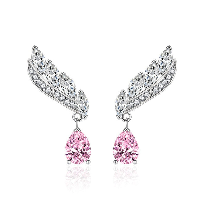 Wholesale feather yellow silver plated earrings JDC-ES-BZ007 Earrings 标志 Powder Wholesale Jewelry JoyasDeChina Joyas De China