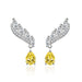 Wholesale feather yellow silver plated earrings JDC-ES-BZ007 Earrings 标志 Yellow Wholesale Jewelry JoyasDeChina Joyas De China
