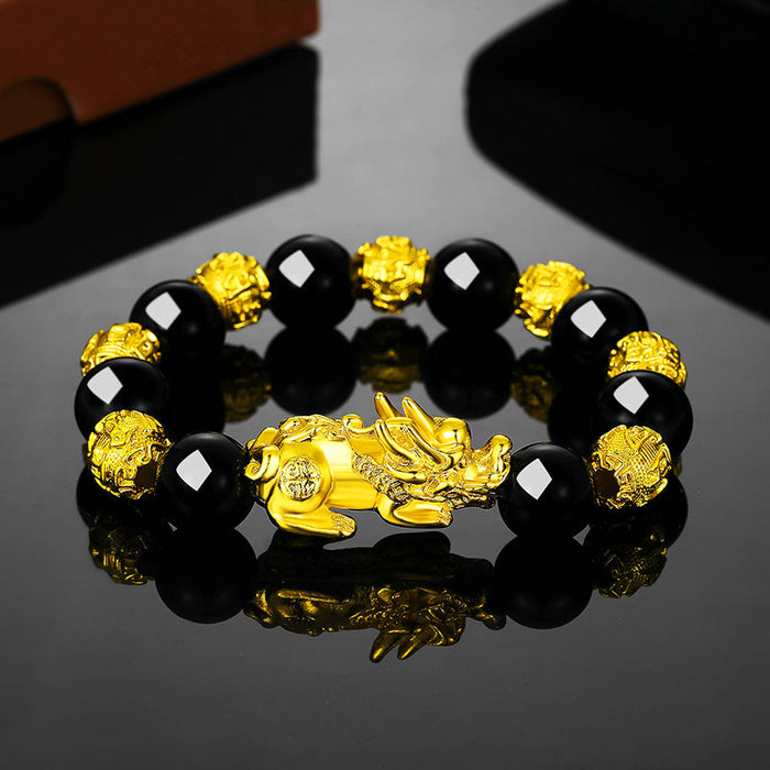 Wholesale Feng Shui Resin Alloy Sand Gold Bracelet JDC-BT-Sanw001 Bracelet 散物 A 12mm obsidian Wholesale Jewelry JoyasDeChina Joyas De China