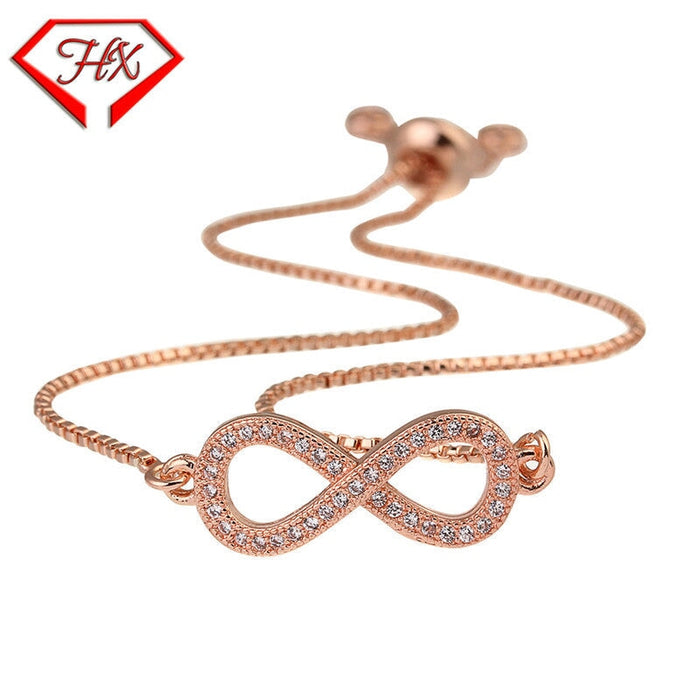 Wholesale figure 8 bow set diamond adjustable pull bracelet JDC-BT-HongX010 Bracelet 宏祥 1 Wholesale Jewelry JoyasDeChina Joyas De China