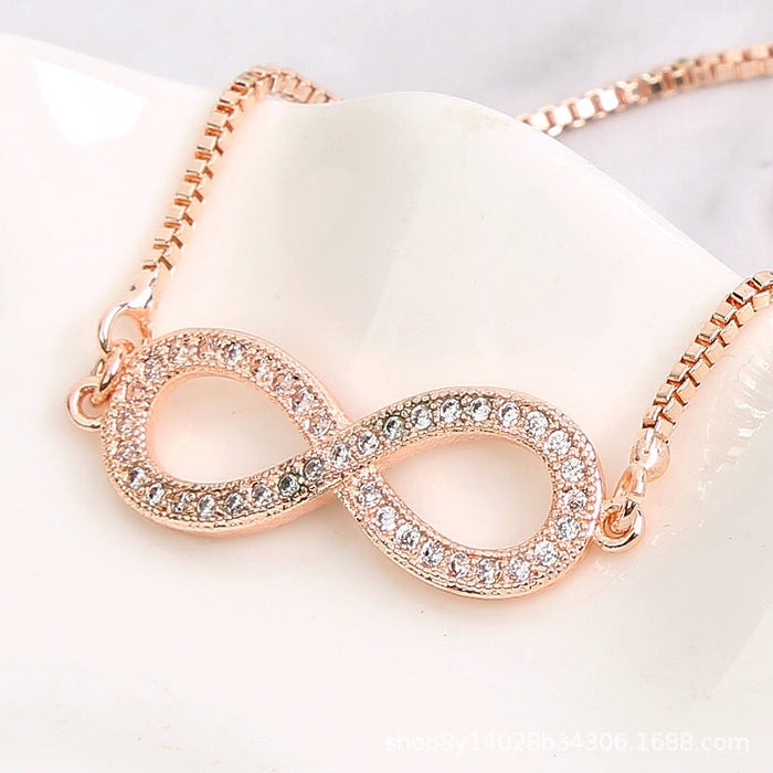 Wholesale figure 8 bow set diamond adjustable pull bracelet JDC-BT-HongX010 Bracelet 宏祥 Wholesale Jewelry JoyasDeChina Joyas De China
