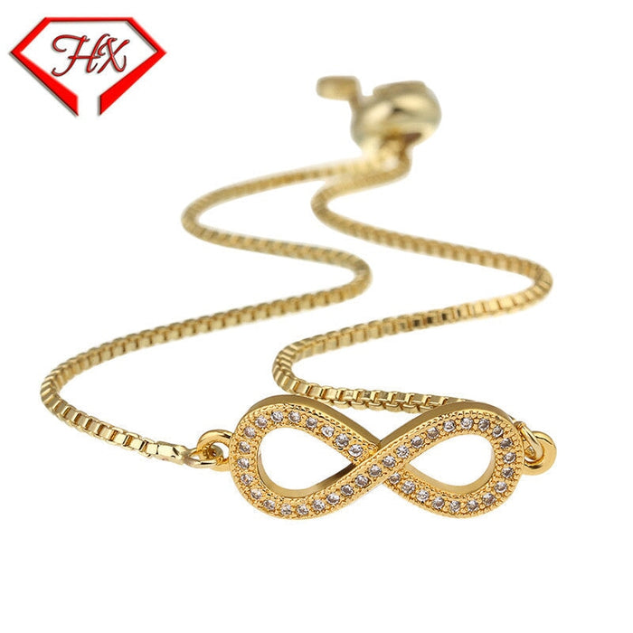 Wholesale figure 8 bow set diamond adjustable pull bracelet JDC-BT-HongX010 Bracelet 宏祥 Wholesale Jewelry JoyasDeChina Joyas De China