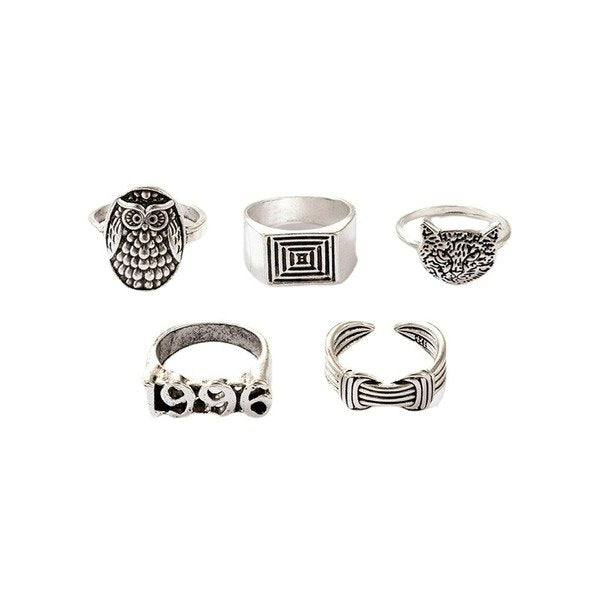 Wholesale five-piece alloy animal ring set JDC-RS-C340 Rings 咏歌 Wholesale Jewelry JoyasDeChina Joyas De China