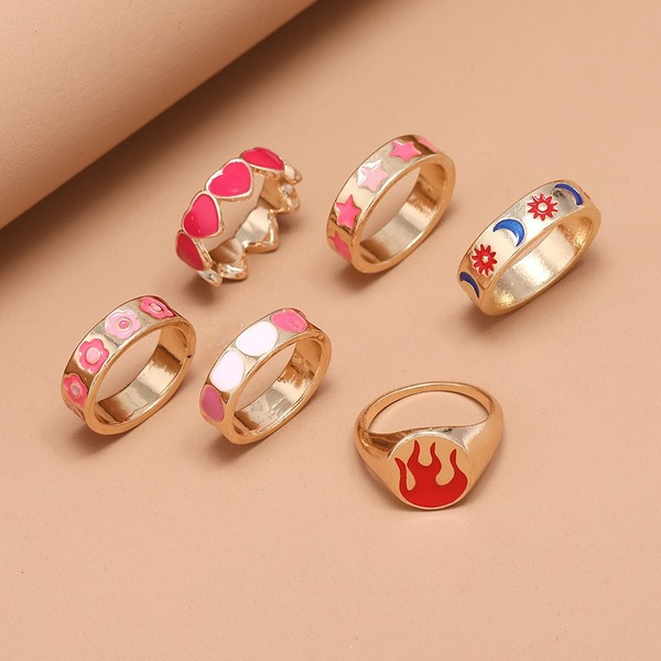 Wholesale five pointed star flower love flame 6-Piece ring set JDC-RS-KQ067 Rings JoyasDeChina Wholesale Jewelry JoyasDeChina Joyas De China