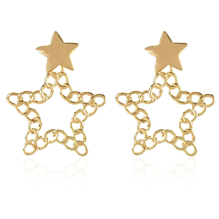 Wholesale five-pointed star hollow alloy earrings JDC-ES-TC169 earrings JoyasDeChina golden Wholesale Jewelry JoyasDeChina Joyas De China