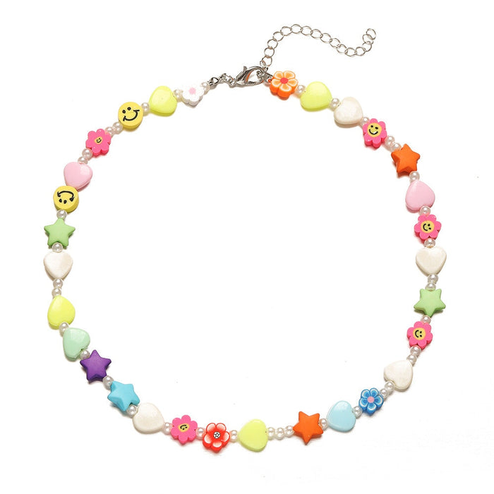Wholesale five pointed star Peach Heart Flower Necklace JDC-NE-F045 necklaces 韩之尚 5420801 Wholesale Jewelry JoyasDeChina Joyas De China