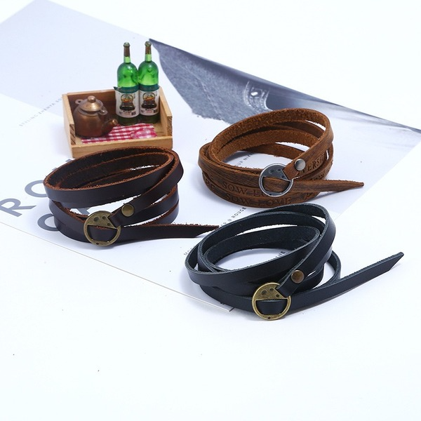 Bulk Jewelry Wholesale five rings of leather man bracelet JDC-MBT-PK045 Wholesale factory from China YIWU China