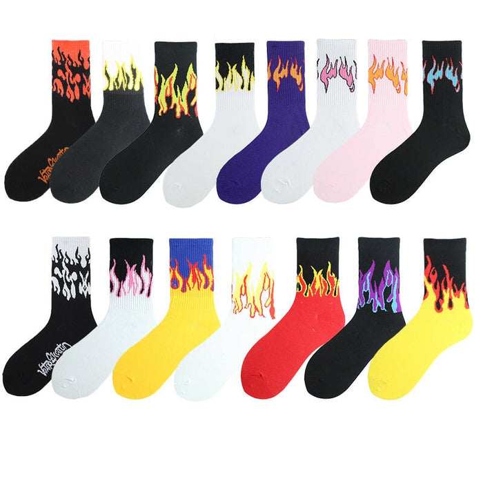 Wholesale flame mid tube cotton socks men and women sports socks JDC-SK-KaF056 Sock 咖范 Wholesale Jewelry JoyasDeChina Joyas De China