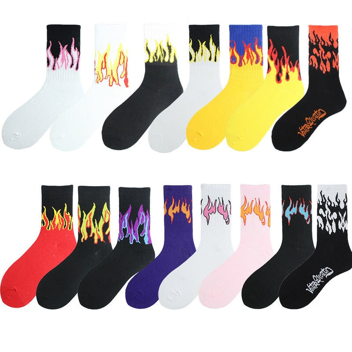 Wholesale flame mid tube cotton socks men and women sports socks JDC-SK-KaF056 Sock 咖范 Wholesale Jewelry JoyasDeChina Joyas De China