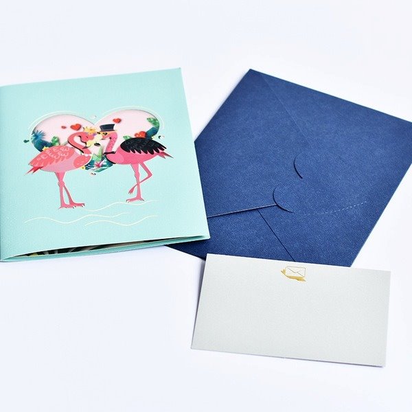 Wholesale Flamingo Three-dimensional Special Paper Greeting Card MOQ≥2 JDC-GC-QW032 Greeting Card 奇蚁文化 Wholesale Jewelry JoyasDeChina Joyas De China
