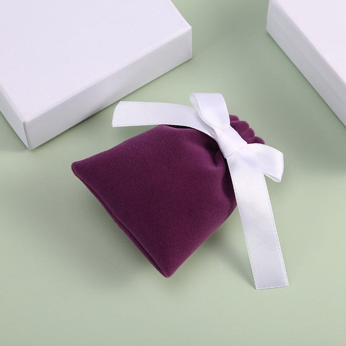 Wholesale flannel drawstring pocket jewelry storage bag JDC-JP-LinL008 Jewelry packaging 霖栾 white ribbon 7*9cm Wholesale Jewelry JoyasDeChina Joyas De China