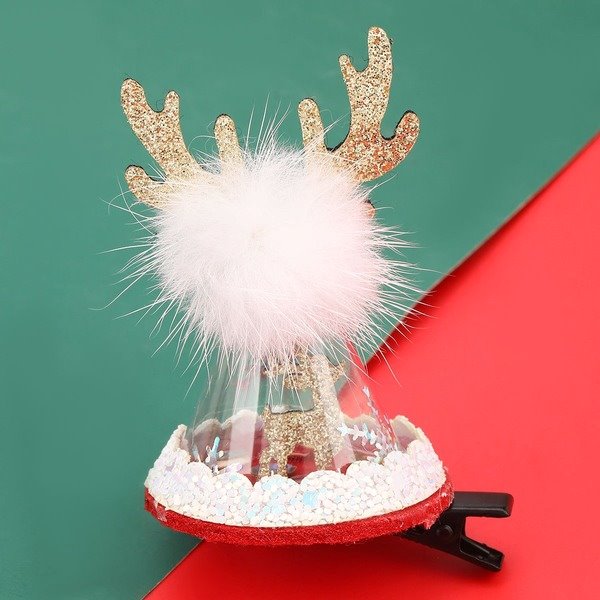 Wholesale Flannel Resin Transparent Christmas Hat Alloy Hair Clips JDC-HC-JL042 Hair Clips 氿乐 Wholesale Jewelry JoyasDeChina Joyas De China