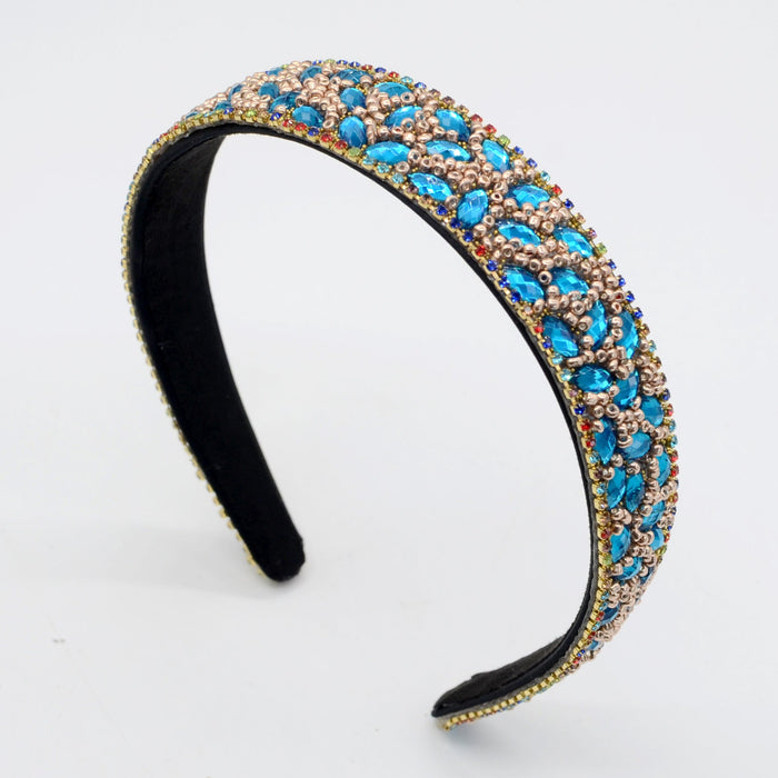 Wholesale flannel rhinestone headband JDC-HD-Yul005 Headband 雨灵 lake blue Wholesale Jewelry JoyasDeChina Joyas De China