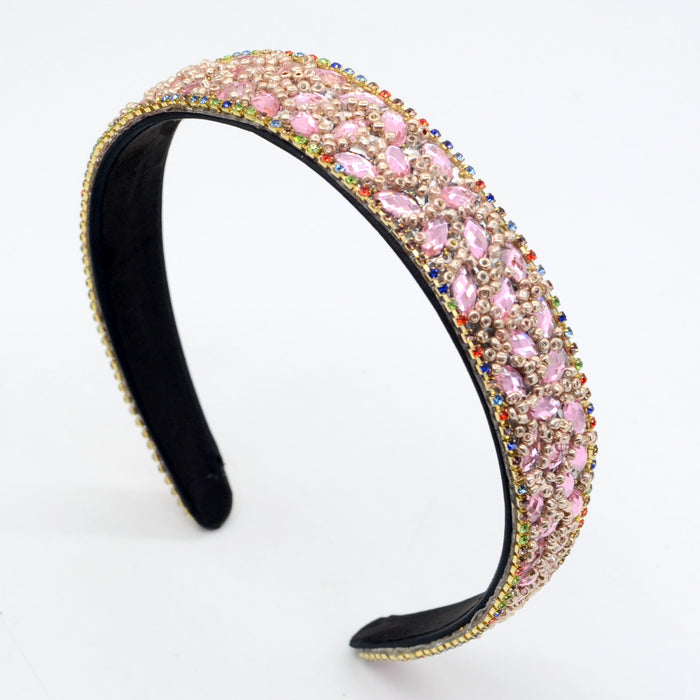 Wholesale flannel rhinestone headband JDC-HD-Yul005 Headband 雨灵 pink Wholesale Jewelry JoyasDeChina Joyas De China