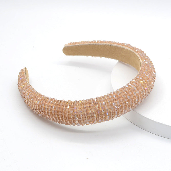 Wholesale flannel sponge crystal headband JDC-HD-Yul018 Headband 雨灵 champagne Wholesale Jewelry JoyasDeChina Joyas De China