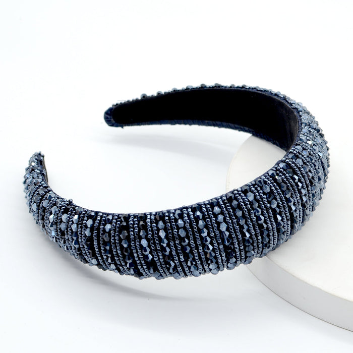 Wholesale flannel sponge crystal headband JDC-HD-Yul033 Headband 雨灵 navy Wholesale Jewelry JoyasDeChina Joyas De China